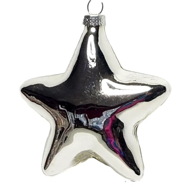 2x  Christbaumschmuck Stern silber Glas Weihnachtskugel Baumschmuck