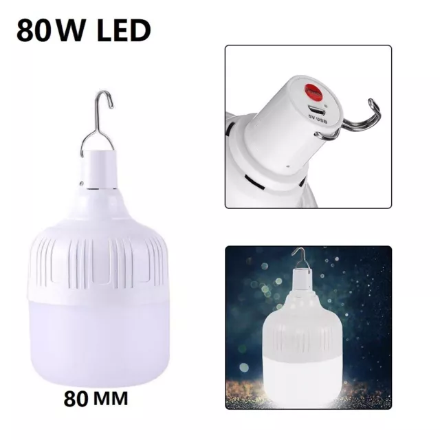 Tragbare Lampe mit USB Wiederaufladbare LED Außen Nachtlicht Birne 80W Leistung