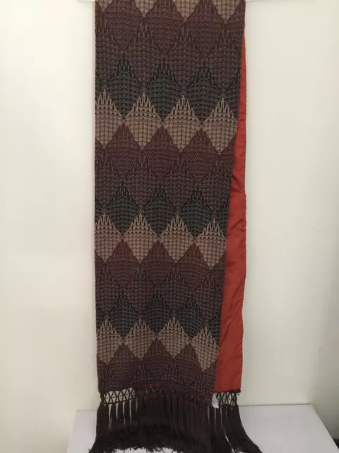 BONWIT TELLER 2-SIDED Wool/Silk long Scarf brown/orange 69