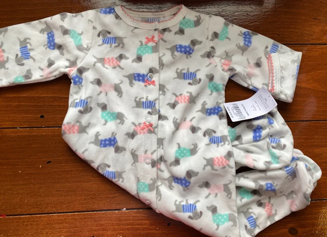 NWT Carters Infant Baby girl Fleece Sleeper Footie Pajamas Sz 6M dogs pattern