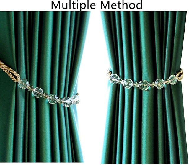 Beautiful Crystal Beaded Curtain Tiebacks White for Room Decor pack of 2 3