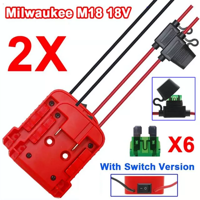 2X DIY Power Wheels Adapter + Fuse For Milwaukee M18 18V Battery Dock Robotics