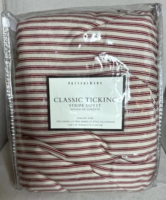 NEW NIP Pottery Barn Classic Ticking Stripe KING CAL KING Duvet Red / Off White NEW NIP Pottery Barn Classic Ticking Stripe KING CAL KING Duvet Red / Off White
