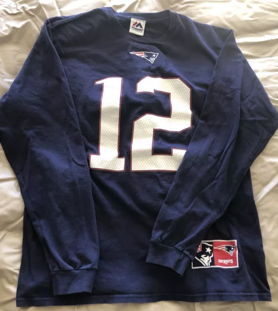 New England Patriots Tom Brady #12 Long Sleeved T-Shirt Size L