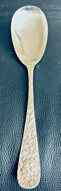 Antique Stieff Sterling Silver Repousse Serving Spoon  / Floral Accent / Vintage