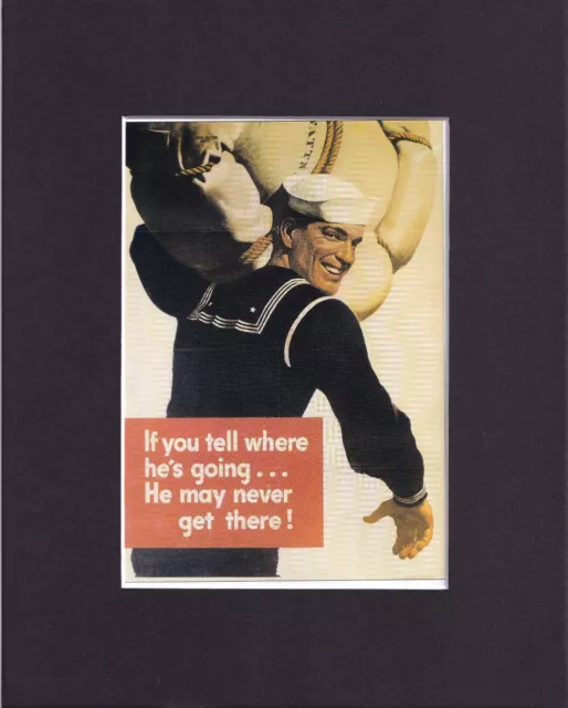8X10" Matted Print Art Picture War Poster: 1943 WW2, John Falter, Navy
