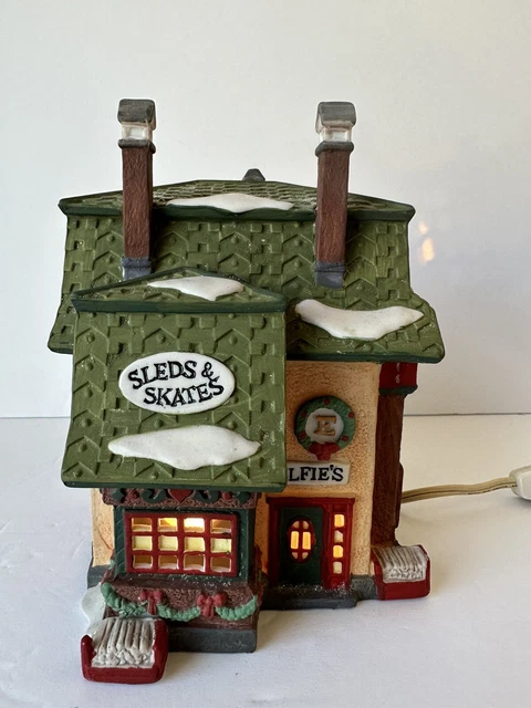 Department 56 North Pole Series ELFIE'S SLEDS AND SKATES 1992 Illuminated