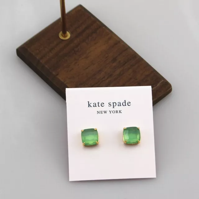 ❤Kate Spade Green Small Square Stud Earrings Gold NEW
