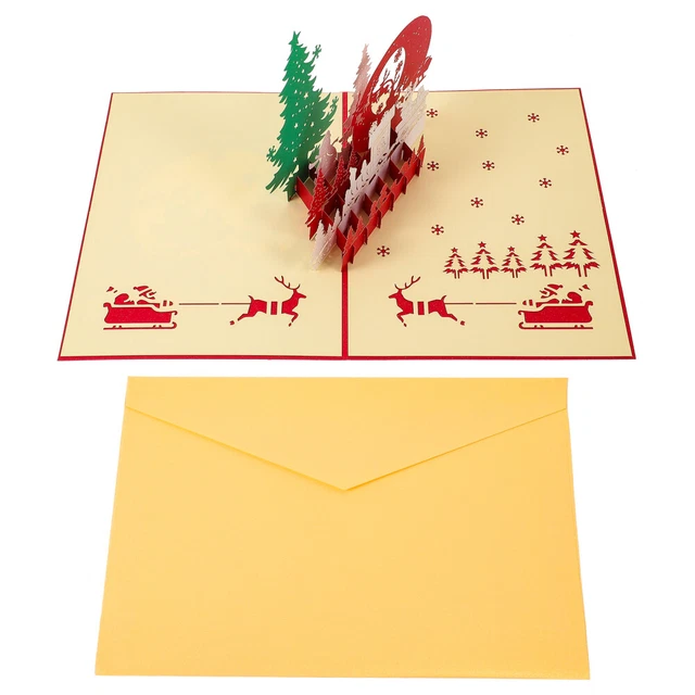 Biglietto Di Natale 3D Pop-Up | Fatto A Mano In Carta Riciclata, 13x15,5cm, Con Busta Di Qualità, Albero Di Natale