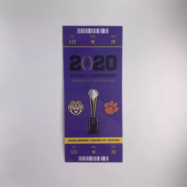 LSU vs Clemson 2020 College Football National Championship Replace Ticket Stub