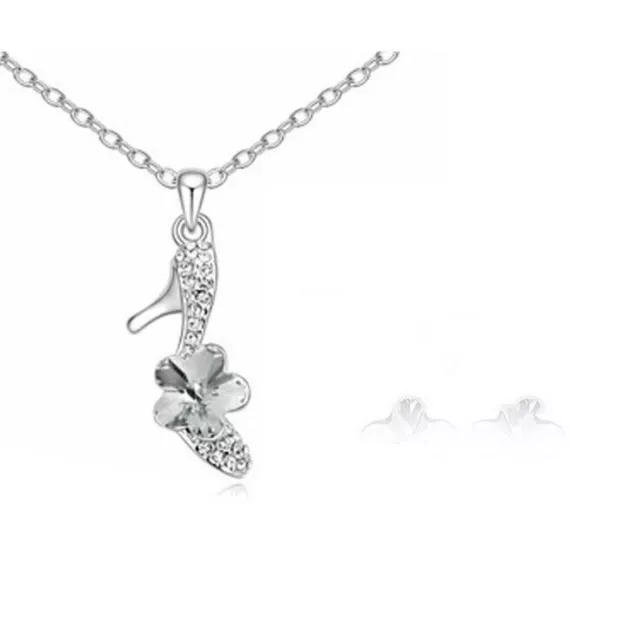 New Sale Fashion Women High-Heel White Crystal Silver Pendant Necklace Jewelry New Sale Fashion Women High-Heel White Crystal Silver Pendant Necklace Jewelry