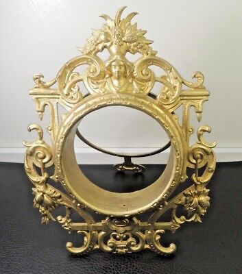 Antique Victorian French Rococo Brass Gilt Bronze Picture Frame-Oval-Easel