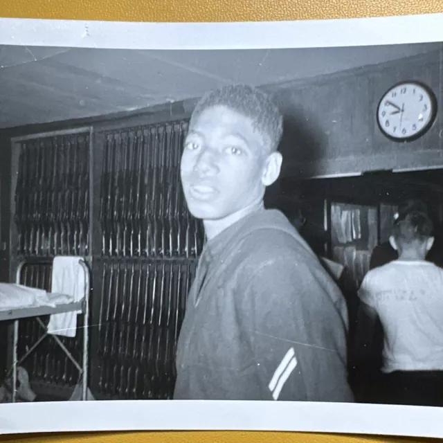 1957 African American navy Man Photo ORIGINAL Vintage Snapshot soldier sailor