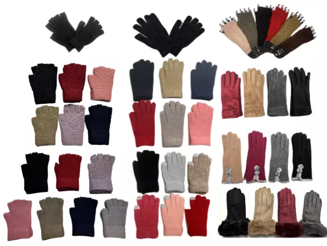 Winter Ladies Gloves Mittens Fingerless Gloves Soft Warm Knitted Stretchable