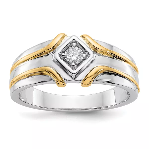 14K Two Tone Gold Lab Grown Created Diamond Mens Ring