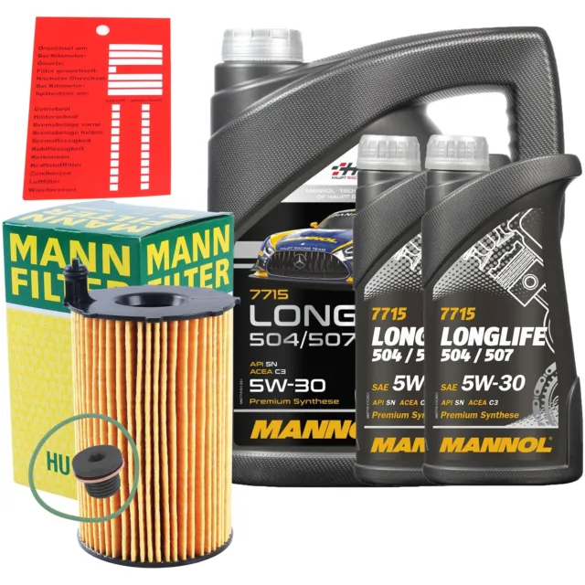 MANN ÖLFILTER + 7L 5W-30 MOTORÖL MANNOL LONGLIFE passend für VW 504.00 507.00