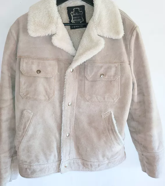 The Rancher Genuine Suede Leather Mens Size 40 Sherpa Lined Jacket