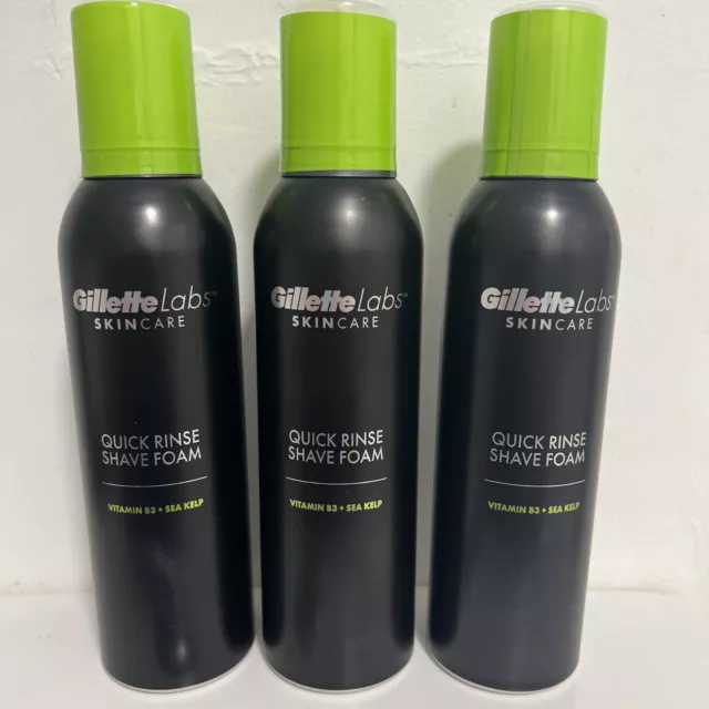 3x Gillette Labs Quick Rinse Shave Foam Vitamin B3 + Sea Kelp, 240ml