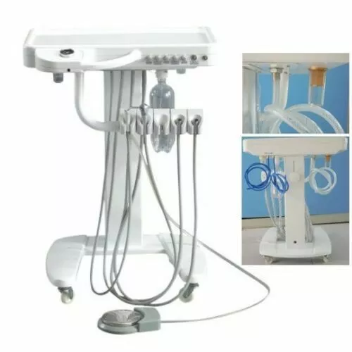 Dental Mobile Self Delivery Cart Unit Einheit Tragbarer Weak Suction 4-Loch DHL