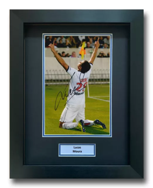 Lucas Moura Hand Signed Framed Photo Display - Psg Autograph.