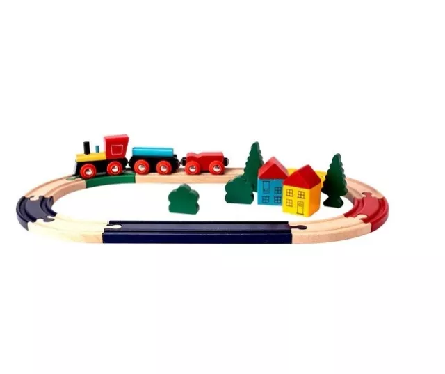 Trenino in Legno per Bambini Trenino con Pista Treno Locomotiva Vagoni Binari 2