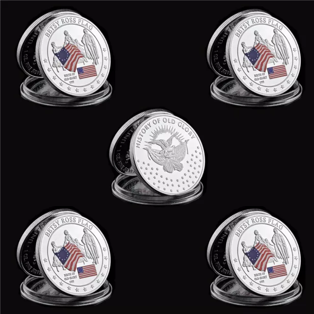 5PCS 1777 Betsy Ross USA Flag Challenge Coin History of Glory Coin Collection