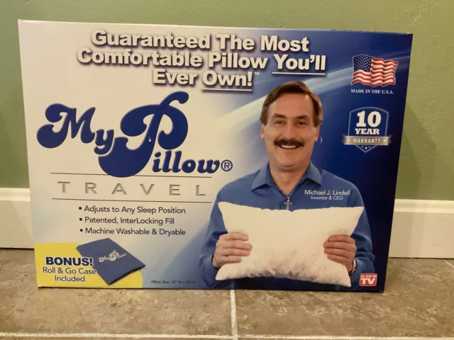 MY PILLOW Go Anywhere Travel Desk Pillow Daybreak Blue Roll & Go Pillowcase NIB