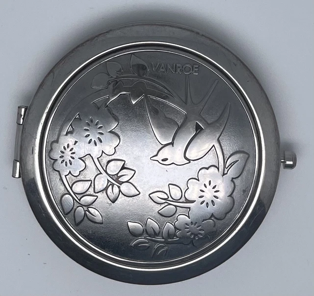 Collectable Vanroe Compact Mirror Roses And Swallow Bird