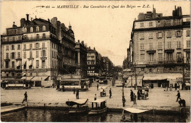 CPA MARSEILLE Rue Cannebiere et Quai des Belges (68604)