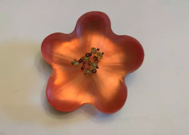 Alexis Bittar Orange Lucite Flower with Microbeads Brooch