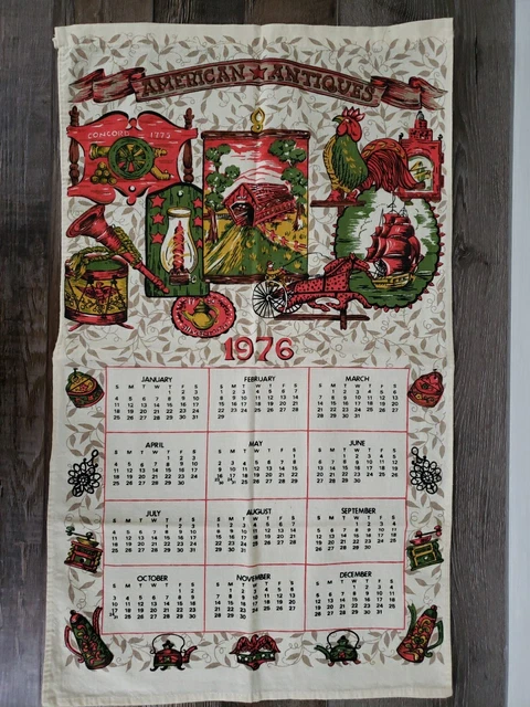 Torchon calendrier 1968 vintage ski - Linge de maison