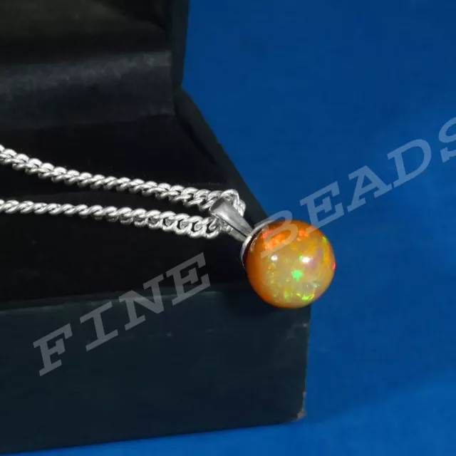 Silver Opal Pendant Fire opal Pendant Rainbow opal Necklace Jewelry Gift 4157 2