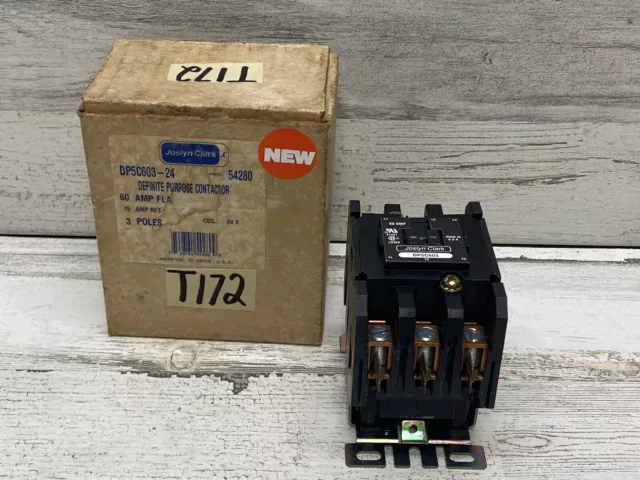 JOSLYN CLARK DP5C603-24 DEFINITE PURPOSE CONTACTOR 3 POLE 60 Amp / 24 Volt New