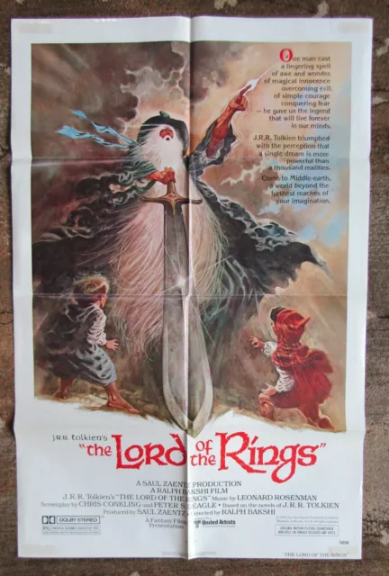 1978 Original Movie Poster The Lord of the Rings 780108 USA 27 X 41 Theatre