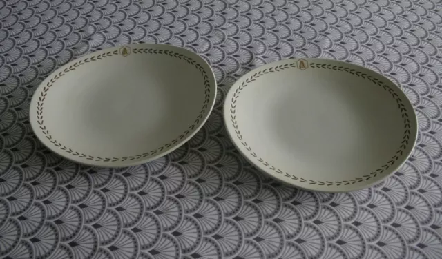 Set de 2 grandes assiettes  beiges 30x26 en grès LAGUIOLE TRES RARES