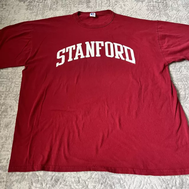 Stanford University Men T-Shirt XXL Red Logo Graphic Short Sleeve Crew Neck