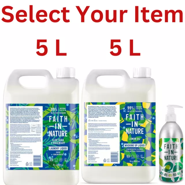 Faith In Nature Aloe Vera Lemon Oil Laundry dishwashing Liquid 5L Concentrated