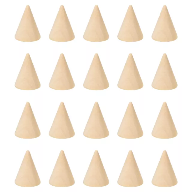 25x20mm Natural Wood Cone Ring Holder, 20 Pack Finger Jewelry Display Stand