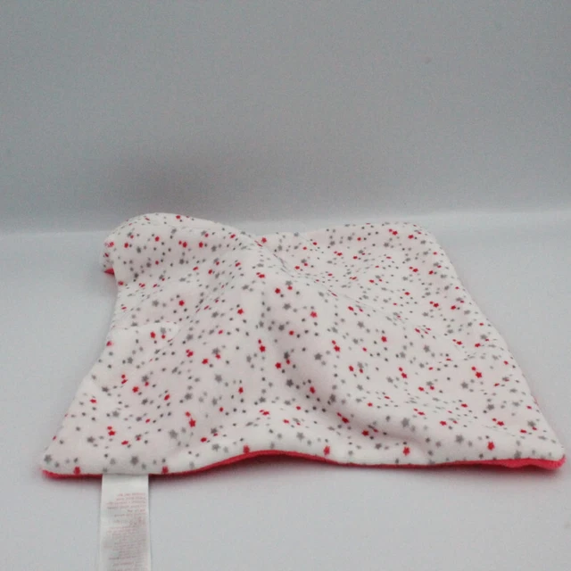 Doudou plat lapin rose rouge blanc gris étoiles OBAIBI - 18350