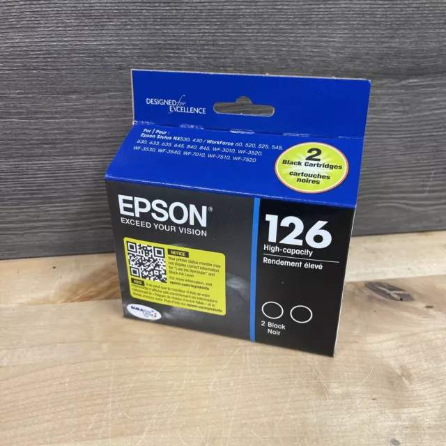 Genuine Epson 126 Black Printer Ink 2 Cartridges T126120-D2 EXP 09/2026