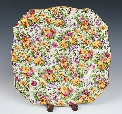 Royal Winton BEDALE Limited Edition Chintz 9.25" Square Ascot Luncheon Plate