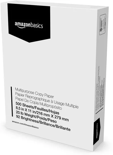 Multipurpose Copy Printer Paper, 8.5" X 11", 20 Lb, 1 Ream, 500 Sheets, 92 Brigh