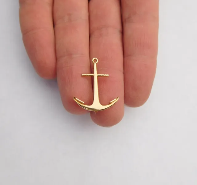 Rare Victorian Edwardian 19th Century 14K Gold Detailed Anchor Pin Brooch ⚓🐟