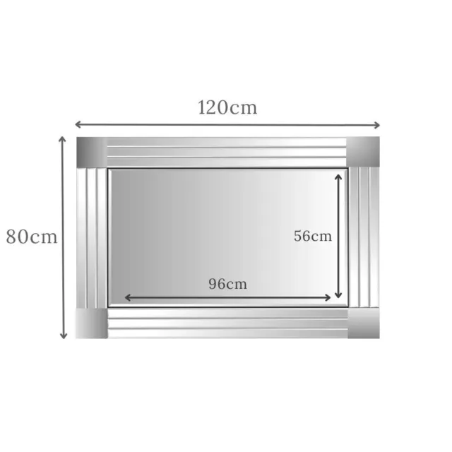 Molly Extra Large Modern Art Deco All Glass Triple Bevelled Wall Mirror 120x80cm 2