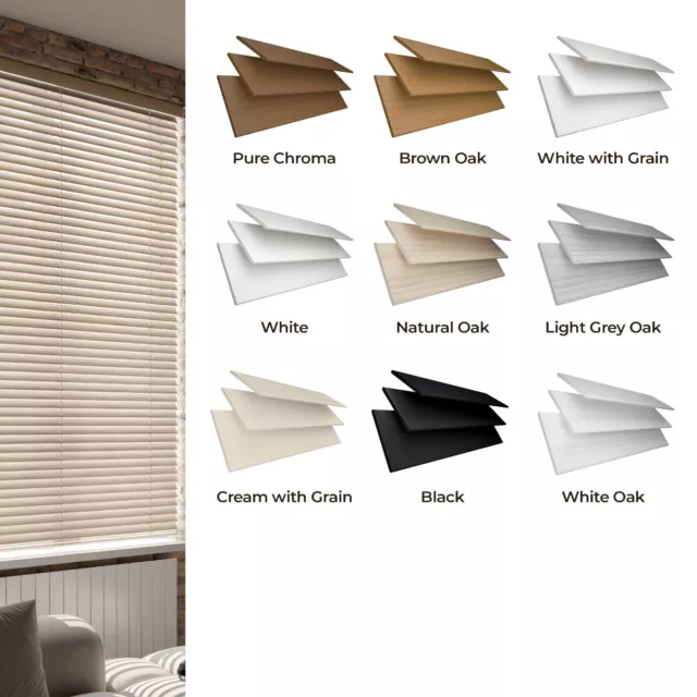 Made To Measure 50mm Faux Wood String Wooden Venetian Blinds Home Office Blinds 2