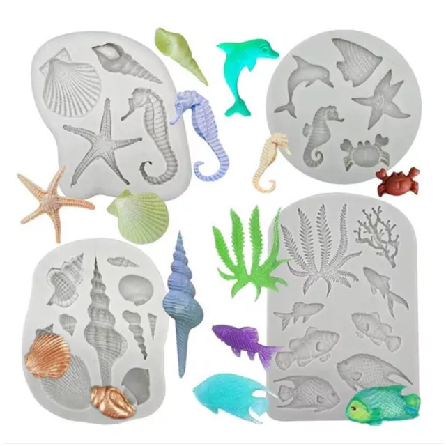 Marine Theme Silicone Mold Conch Starfish Seahorse Fondant Candy Molds