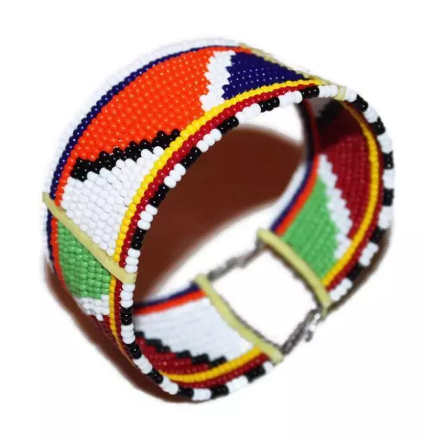 African Beaded Maasai Masai Wire Bracelet Cuff Made in Kenya M03