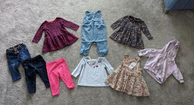 Next Baby Girl Dresses Dungarees Leggings Tops Bundle Size 6-9 Months