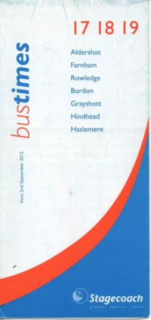 Stagecoach Bus Timetable - 17/18/19 - Aldershot-Haslemere - September 2012