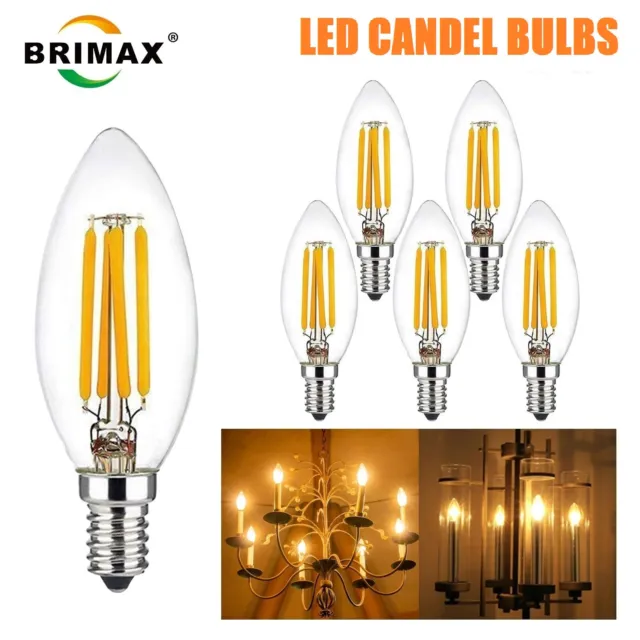 10X E14 LED Bulbs Filament Candle Chandelier C35 4W 6W Dimmable Night Light Bulb
